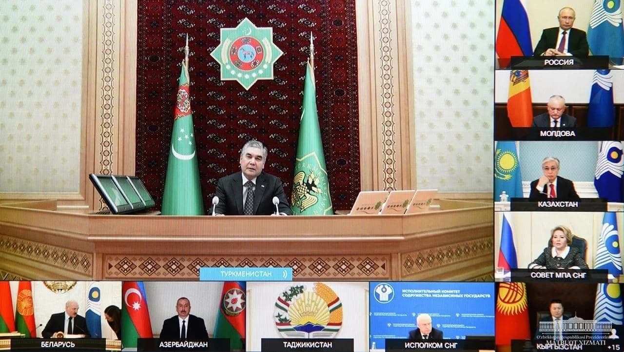 Туркманистон Президенти Гурбангули Бердимуҳамедов видеоанжуман экранида